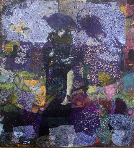 Carnaval - 35x35 cm - Collages et Cire sur bois - 2009