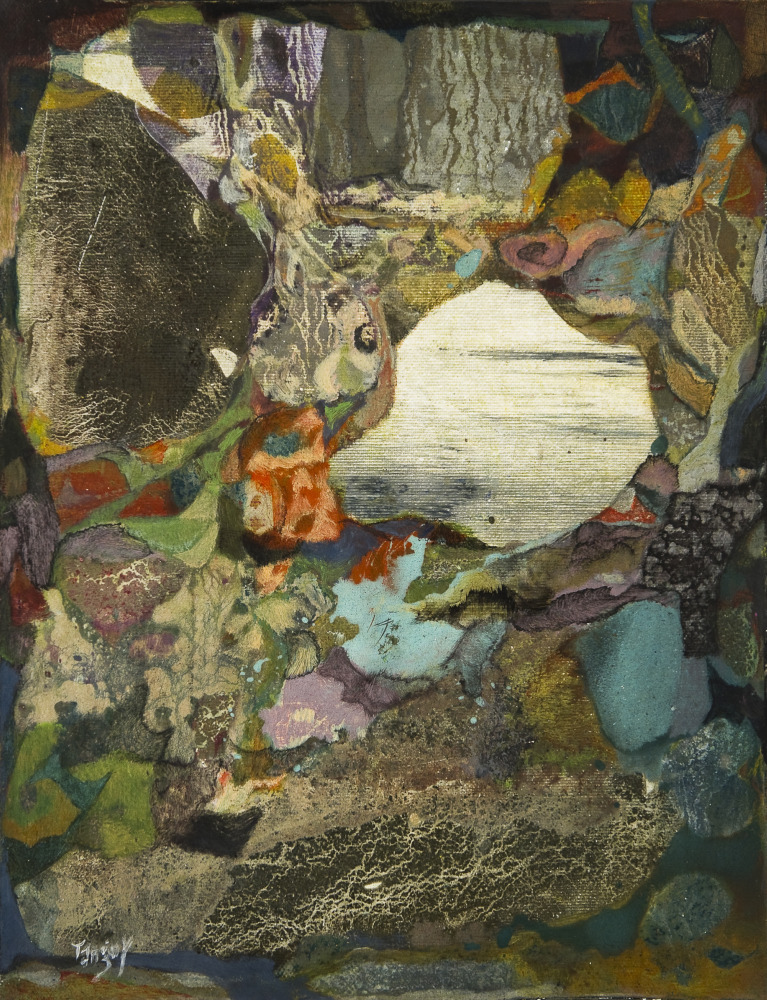 La Grotte – 37*25 cm – Collages et Cire sur toile – 2010