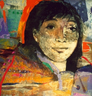 Portrait (Collages et cire sur bois - 2002)
